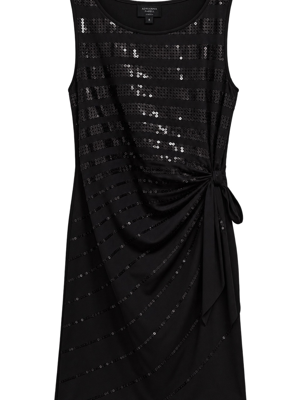 Tahari Arthur S. Levine Black Sequin Ruched Dress Petite Small